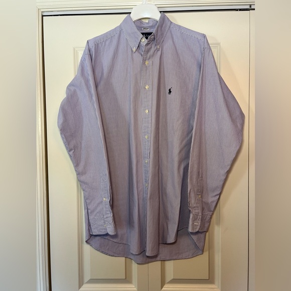 Ralph Lauren men’s Blake button down long sleeve pinstripe shirt. Size L. - Picture 1 of 7